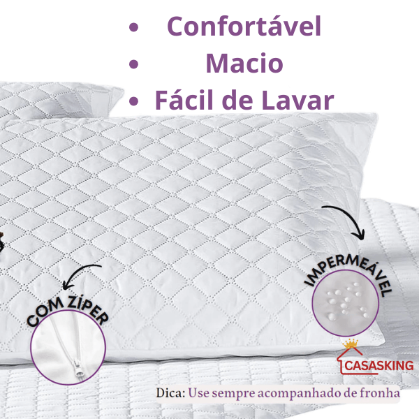 Capa Impermeável para Travesseiro Matelado 100% Proteção Anti-Ácaro e Anti-Mofo