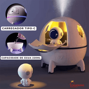 Umidificador de Ar Astronauta 220ml com Luz LED Colorida + Brinde Exclusivo