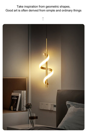 Pendente Moderno - Espiral LED Dourado ou Preto