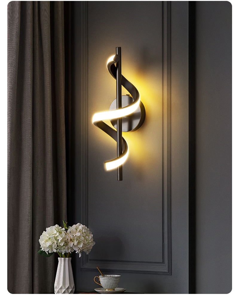 Pendente Moderno - Espiral LED Dourado ou Preto