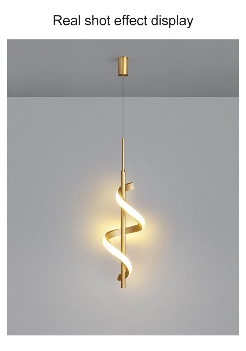 Pendente Moderno - Espiral LED Dourado ou Preto