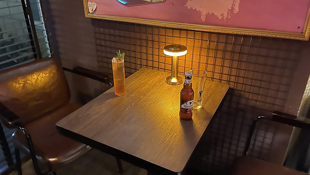 Luminária de mesa retrô com led recarregável, luz de mesa