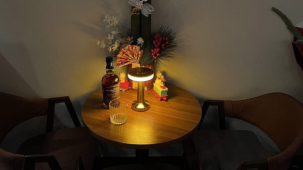 Luminária de mesa retrô com led recarregável, luz de mesa